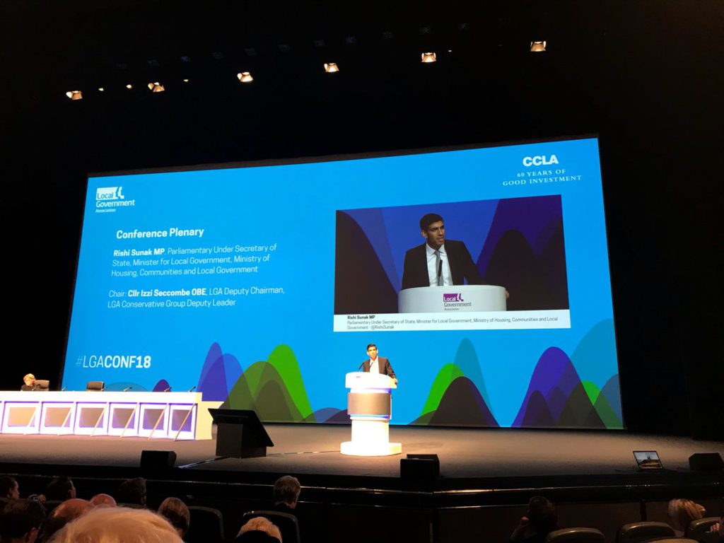 Rishi Sunak MP announcing the Local Digital Declaration at the LGA Conference in July 2018