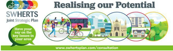 Example of a public facing banner advertising the SW Herts Joint Strategic Plan consultation